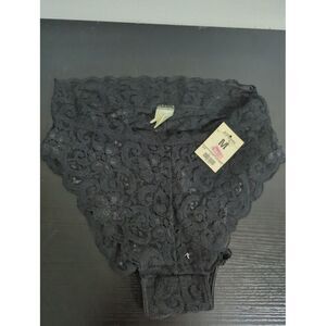 Delicates JCPenney Womens Black Floral Lace High Waist Brief Panties Size Medium